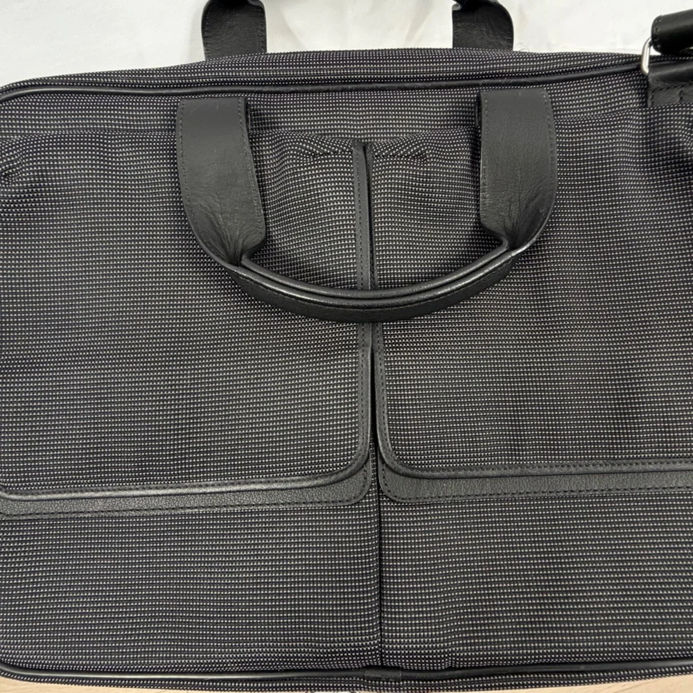 Vintage Dunhill Black Charcoal Briefcase Laptop Bag Leather Trim Strap